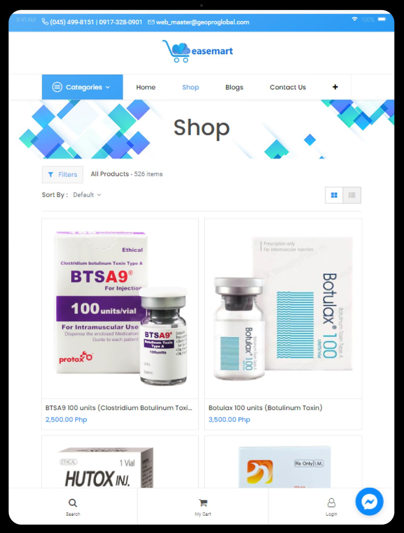 Easemart marketplace shop screen