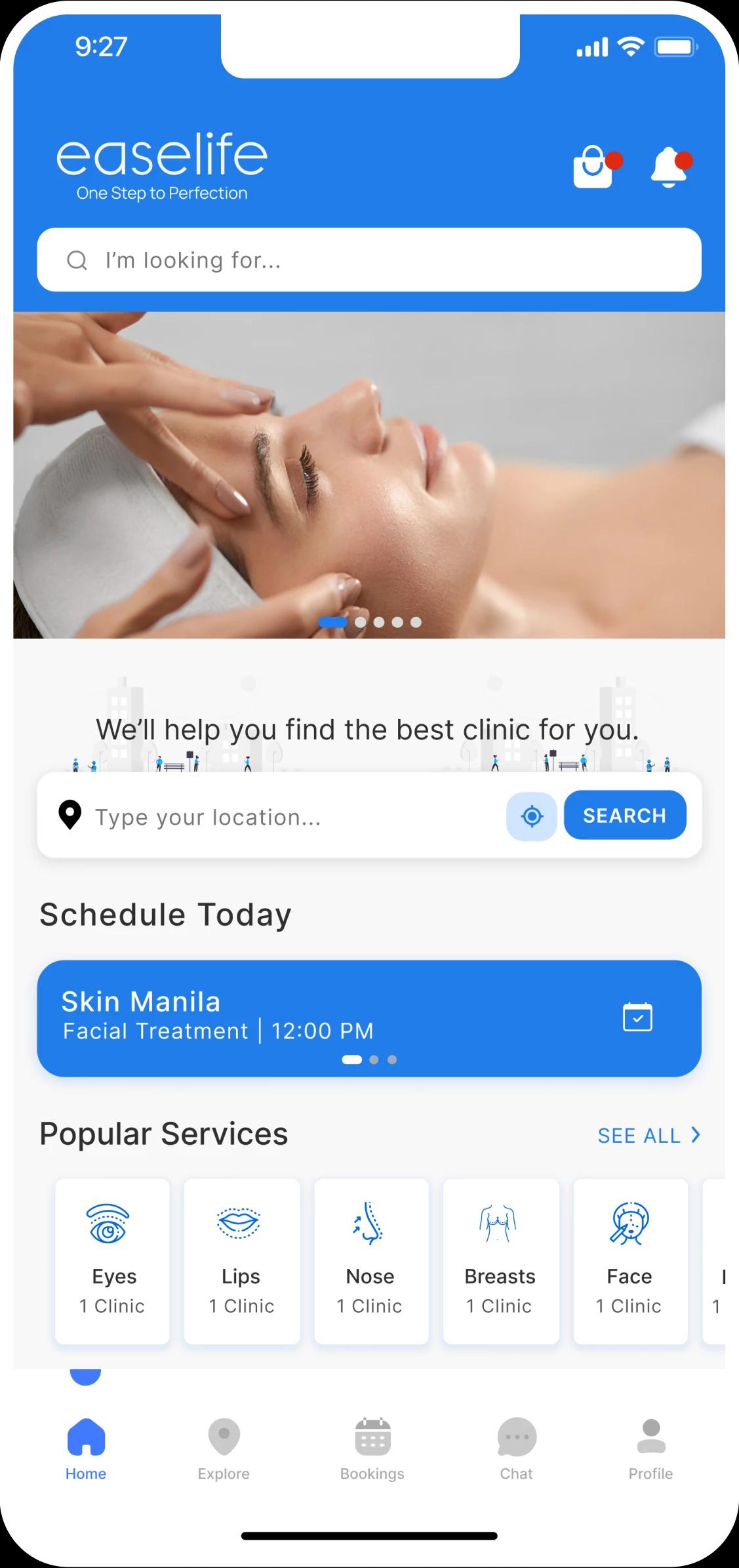 EaseLife mobile app home screen